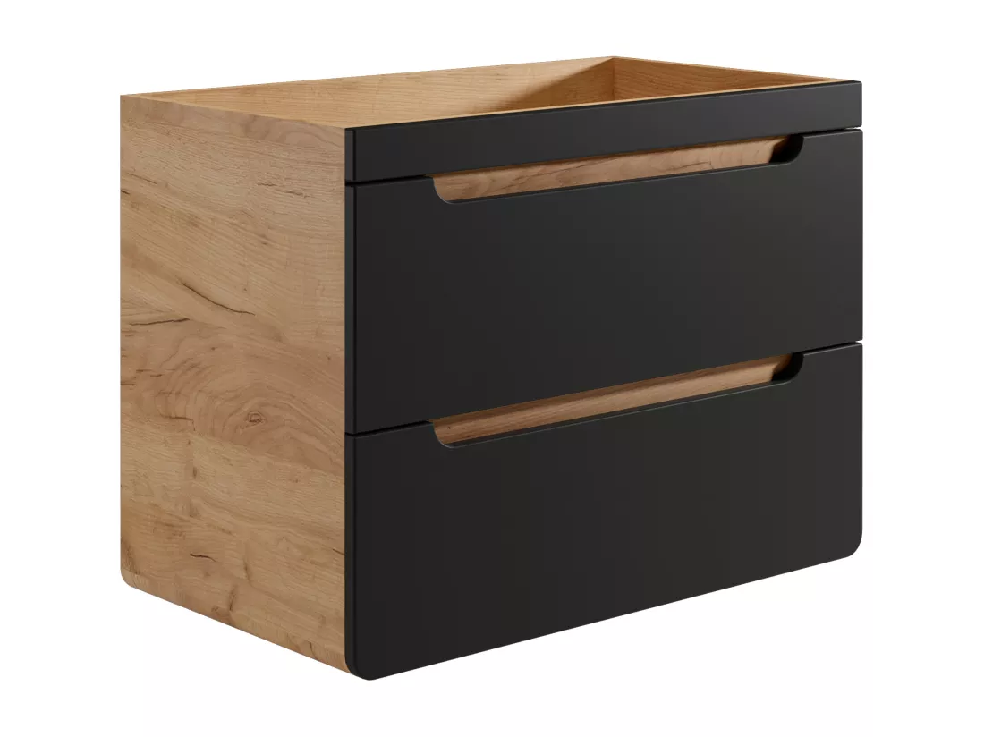 Meuble sous vasque suspendu coloris naturel et anthracite - 80 cm - ARUBA