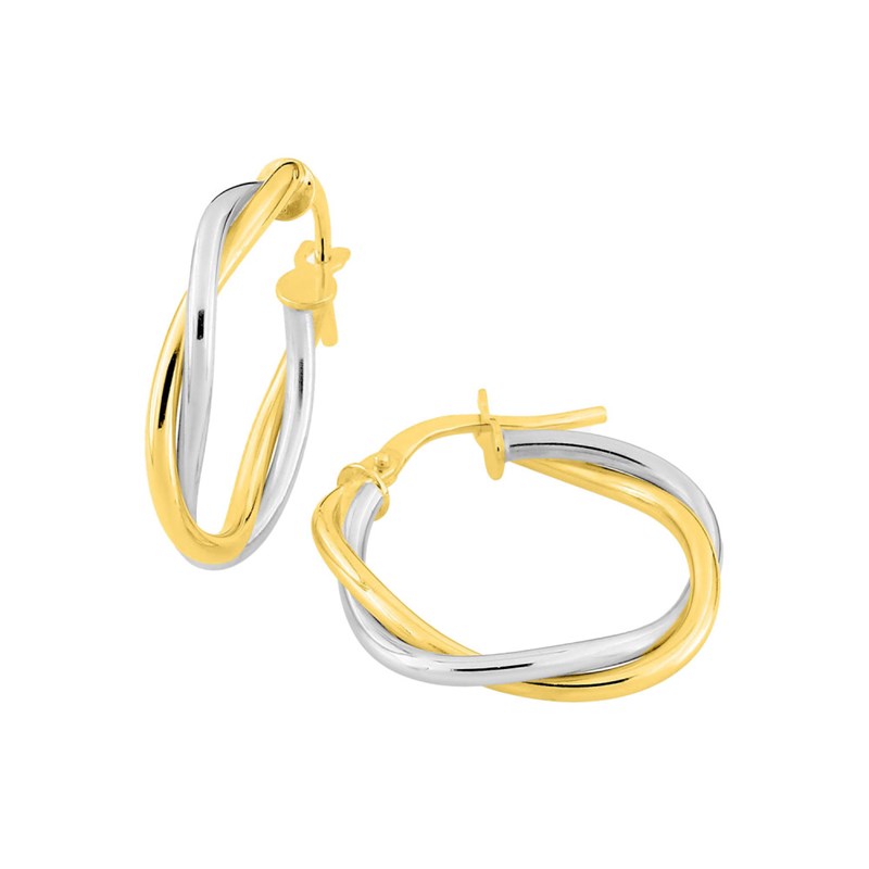 Créoles bicolores Femme - Or 18 Carats