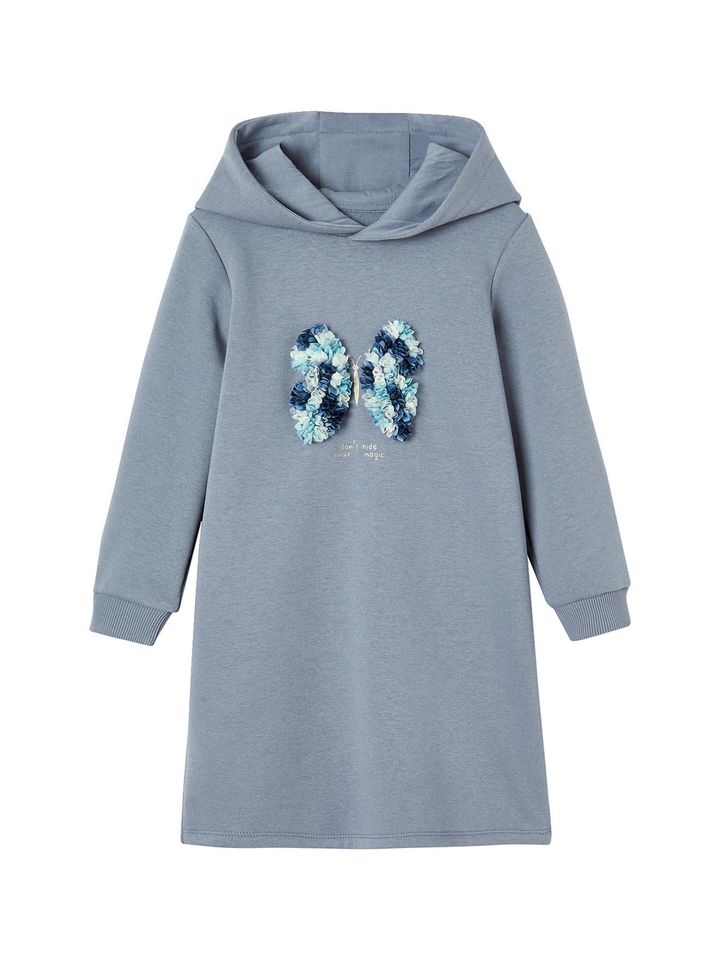 Vertbaudet Mädchen Sweatkleid mit Kapuze graublau