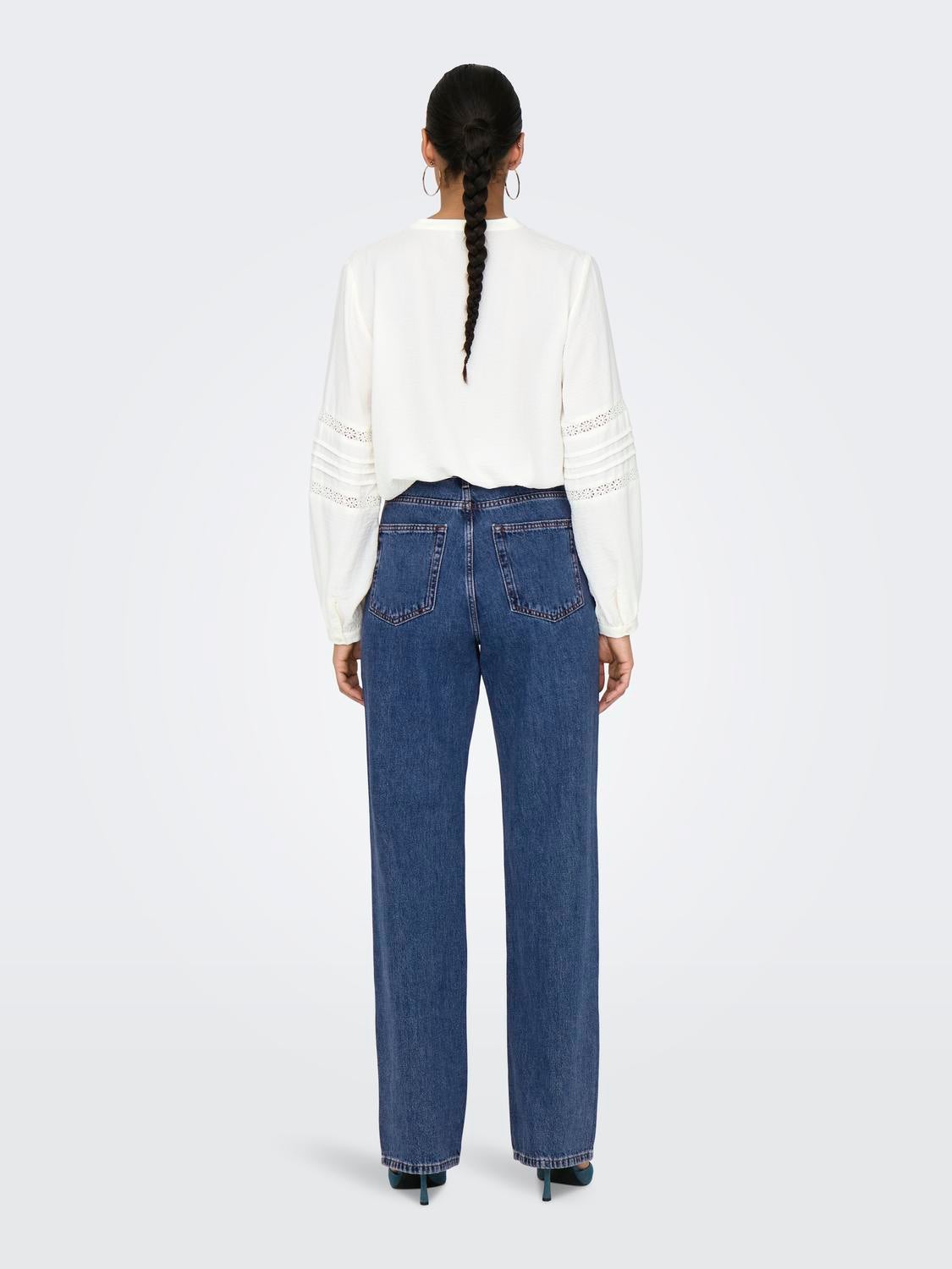 ONLSILJE Hohe Taille Gerade geschnitten Jeans Medium Blue Denim
