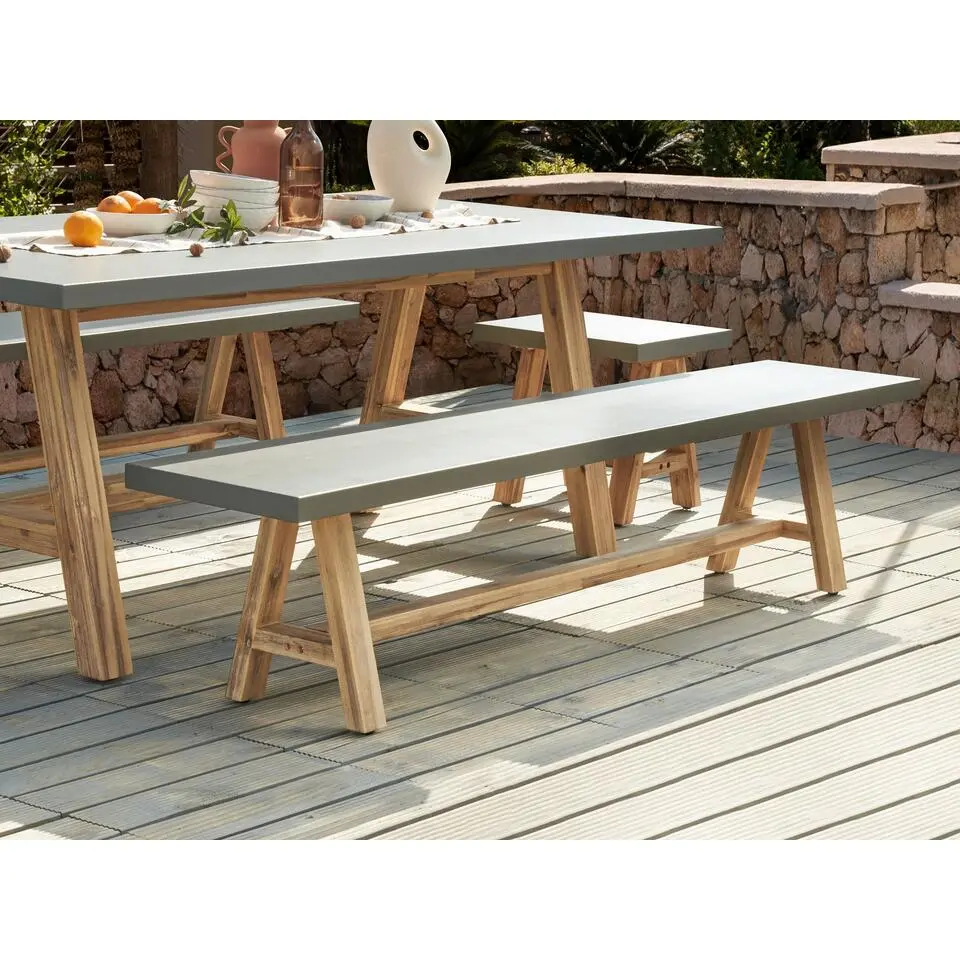 TONNARE - Tuinbank - Licht hout - 200 cm - Beton