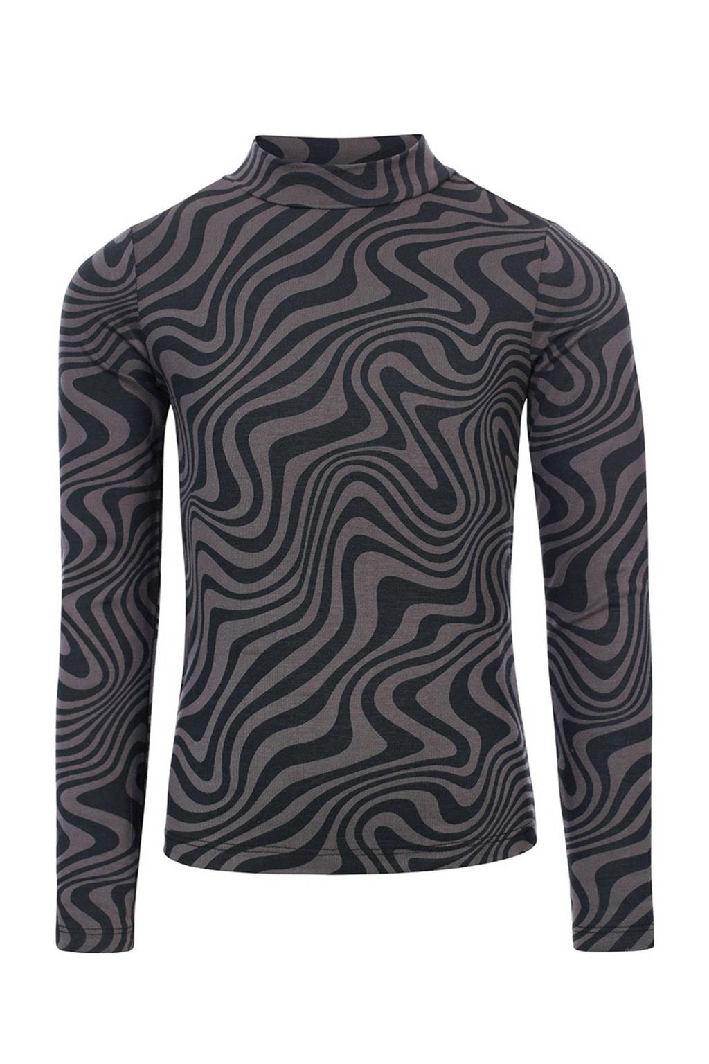 LOOXS top met all over print donkergrijs/zwart