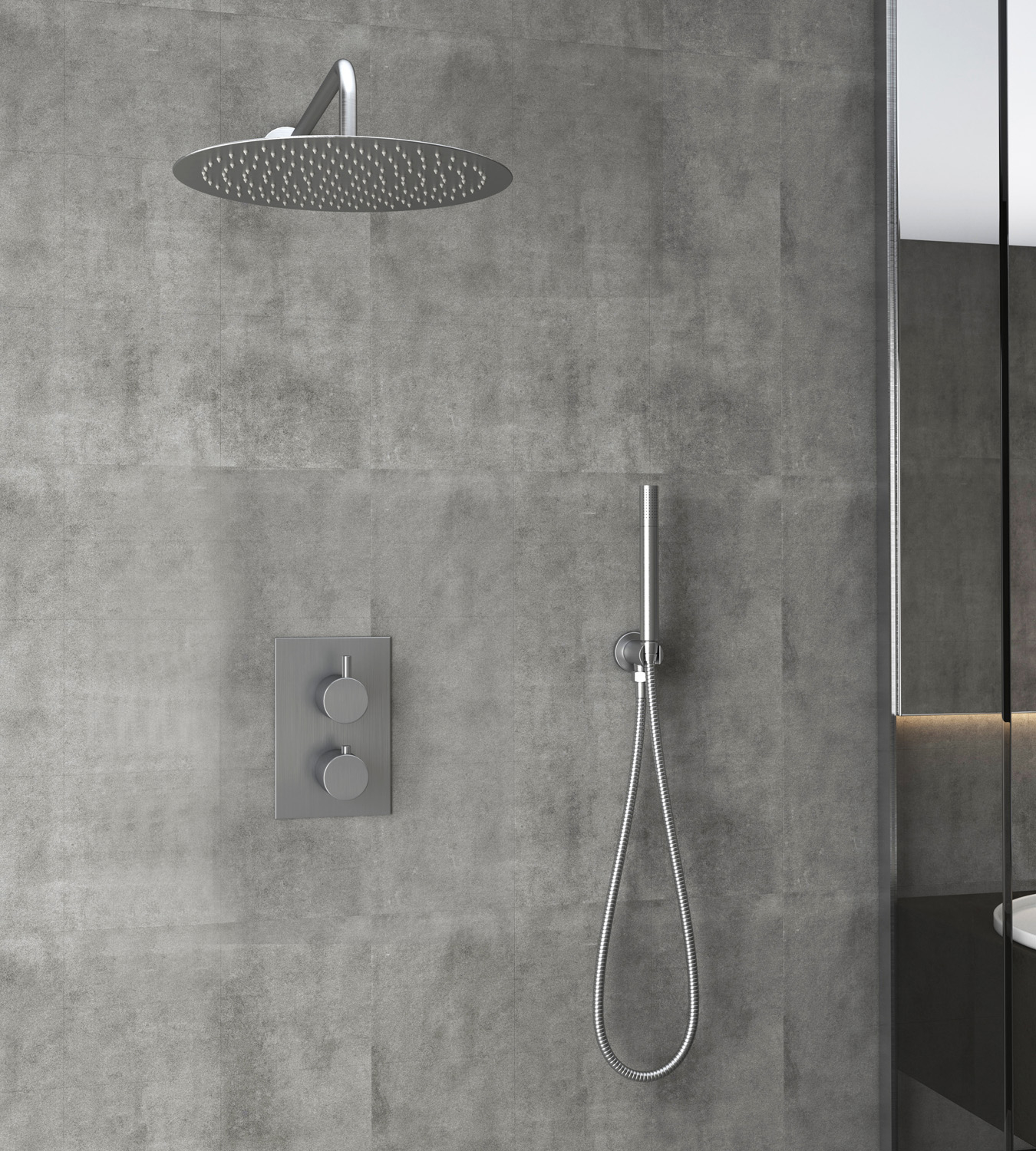 Saniclear Exclusive volledig 304 RVS inbouw regendouche 30cm met staaf handdouche wandmontage