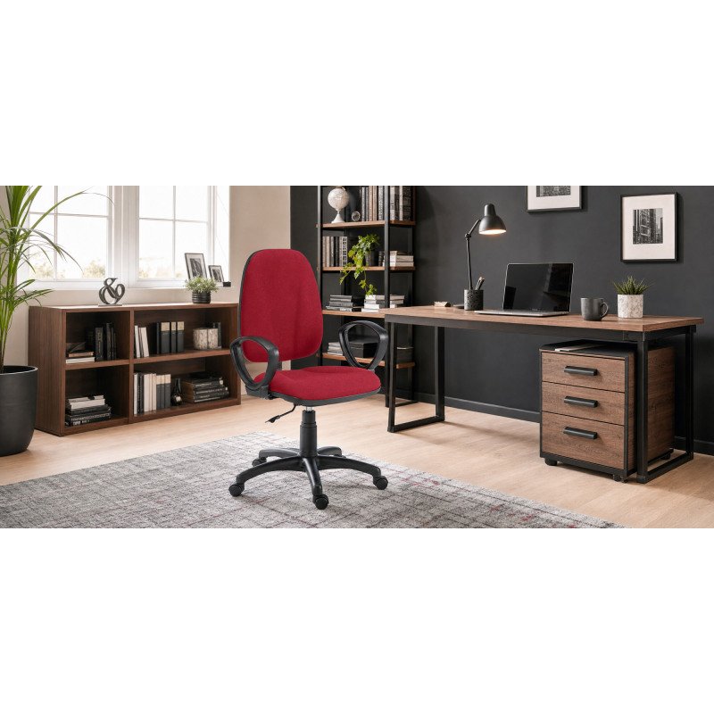 Chaise de bureau TWISTY tissu - avec ou sans accoudoirs - Mécanisme Contact permanent - Pieds noir