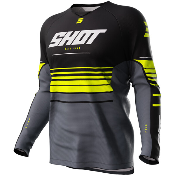 Shot - Maillot enfant Draw Kid Peak Noir / Gris / Jaune fluo