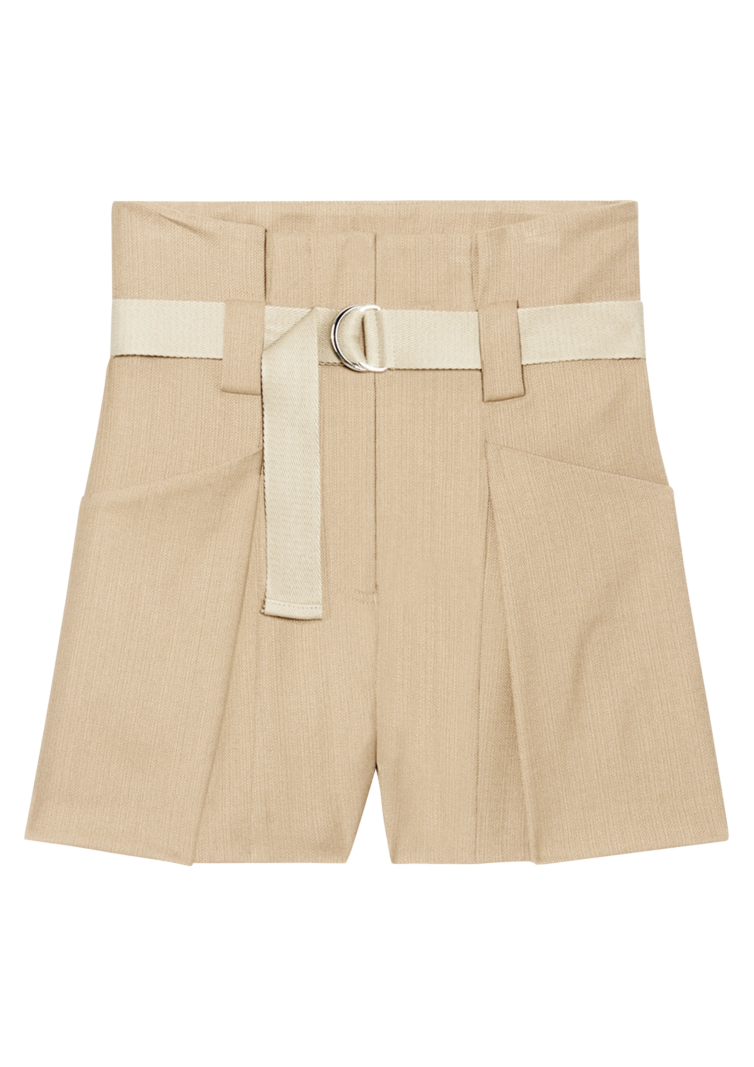 MIDA - Short taille haute ceinturé | Beige