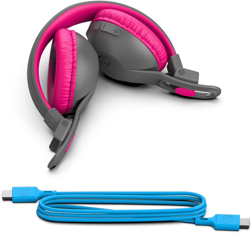 JBuddies Studio2 Kinder Bluetooth On-Ear Kopfhörer 85-95dB Begrenzte Lautstärke (IEUHBKSTU2RGRYPNK122) - Grau / Rosa