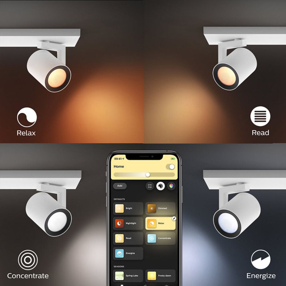 TAKSPOTLIGHT PHILIPS HUE ARGENTA PLATE/SPIRAL HVIT