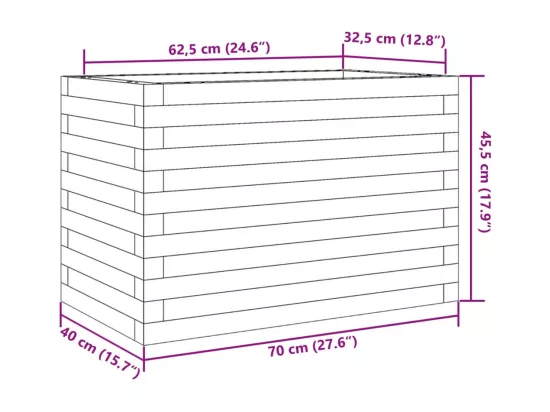 Jardinière bac lit surélevé bois marron 70 x 40 x 45.5 cm 02_0038481