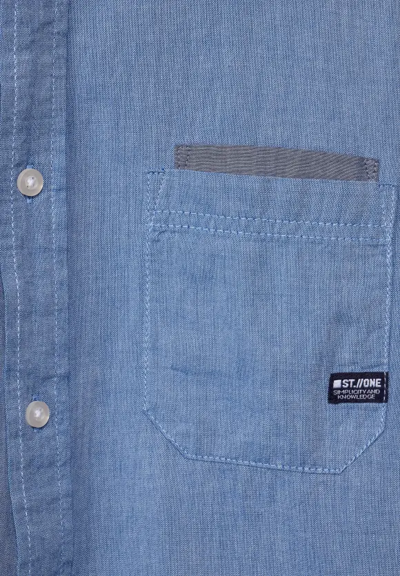 Kurzarm Oxfordhemd - chambray blue