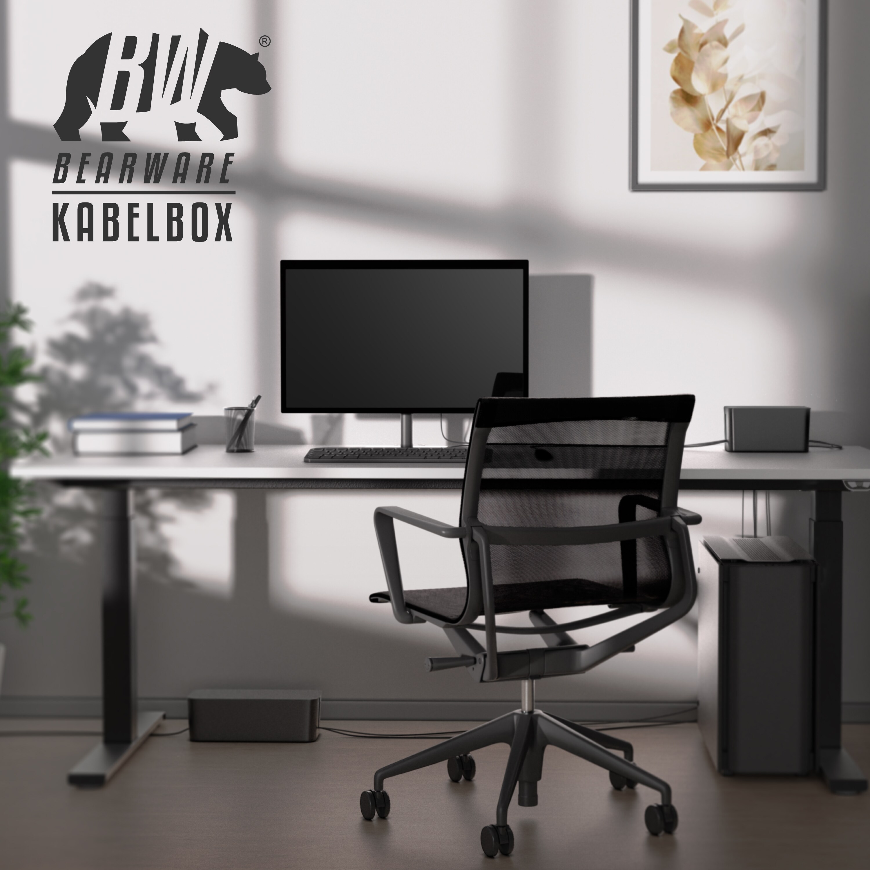 BEARWARE Kabelbox Kabelbox mit Gummifüßen Kabelmanagement / Kabelordner / Ladebox