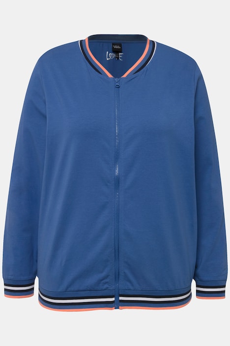 Loungewear-Jacke, Streifenbündchen, College-Look