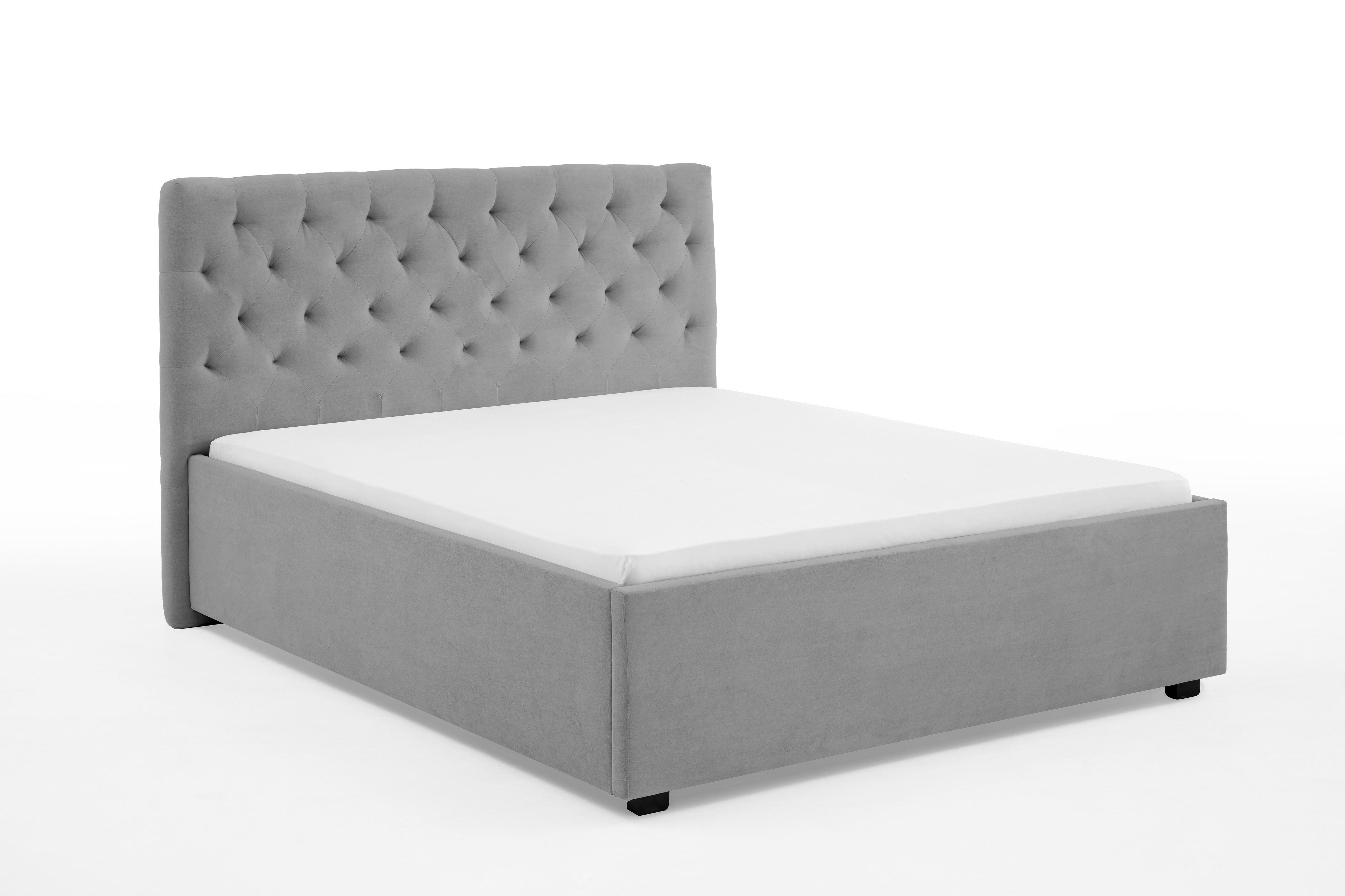 Relita - Polsterbett Miami LF 140x200 cm, mit Höhenverstellung für Lattenrost, ohne Lattenrost, ohne Matratze, Ausf. Stoff grau