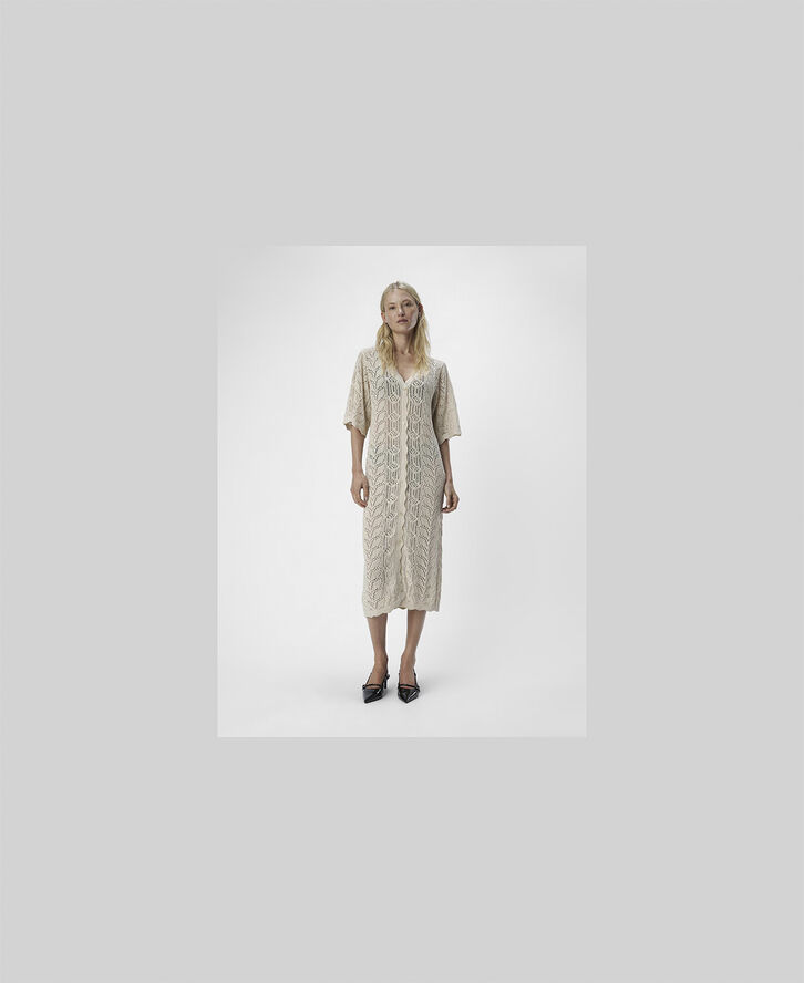 Object OBJLEYA 2/4 LONG KNIT CARDIGAN E HS Sandshell
