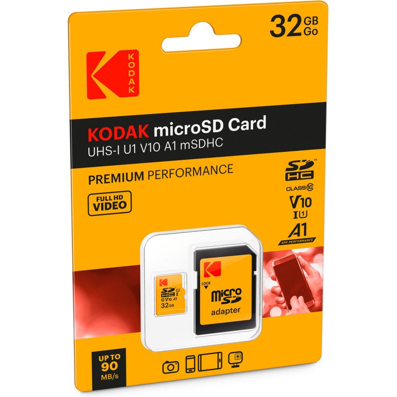 Carte mémoire micro SDHC avec adaptateur micro SD Kodak 32 Go  - classe 10