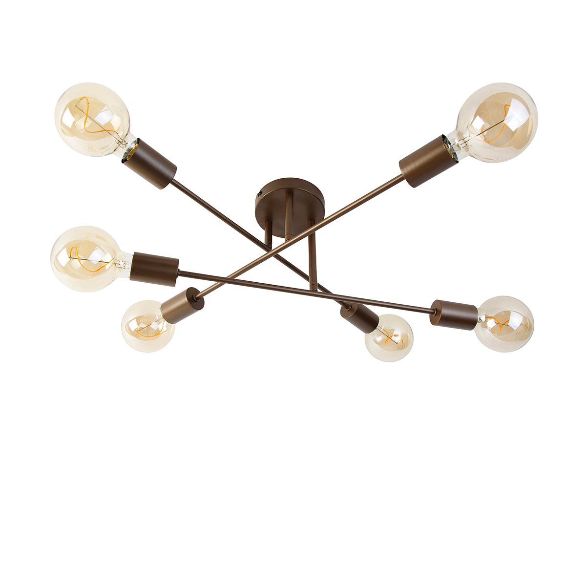 Industriële plafondlamp donkerbrons 6-lichts - Sydney