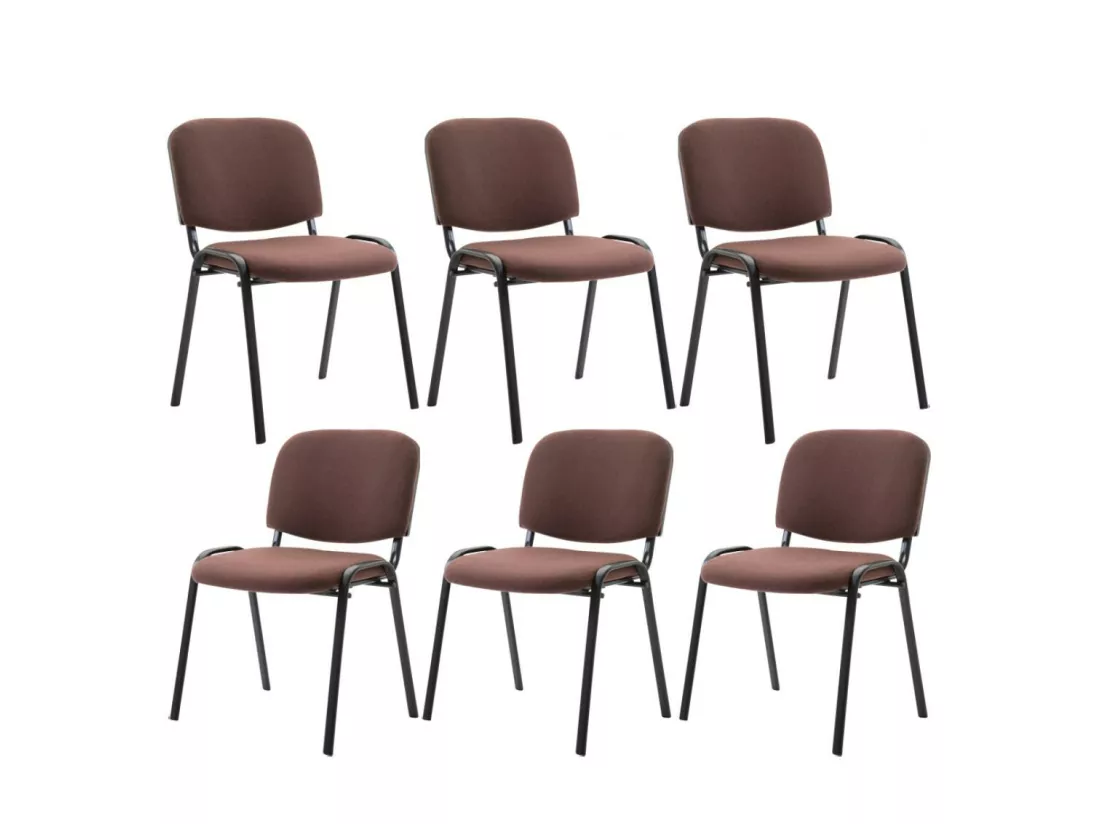 Lot de 6 Chaise de salle à manger - Tissu & Métal noir mat - Marron - Ken