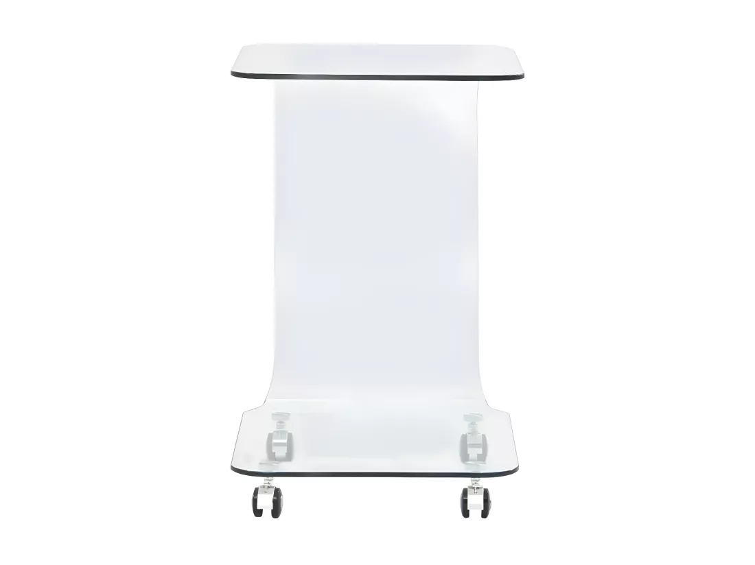 Table d'appoint sur roulettes verre trempé transparent Niu