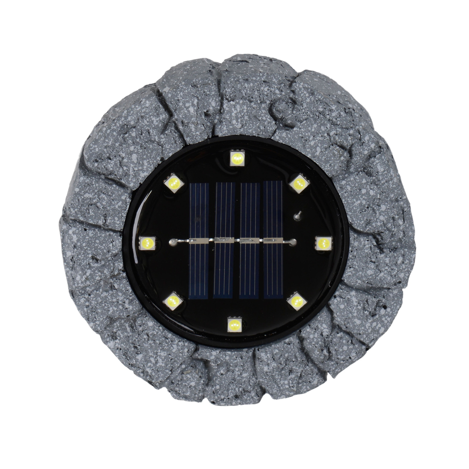 3er-Set LED-Solar-Erdspieße KIAN - grau-schwarz - Steinoptik