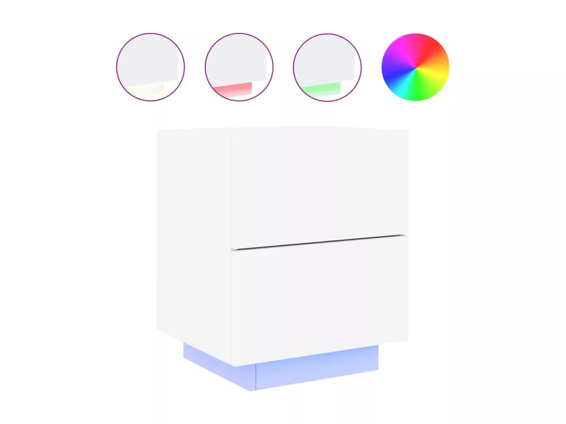 Armoire de chevet avec lumières LED blanc bois d'ingénierie