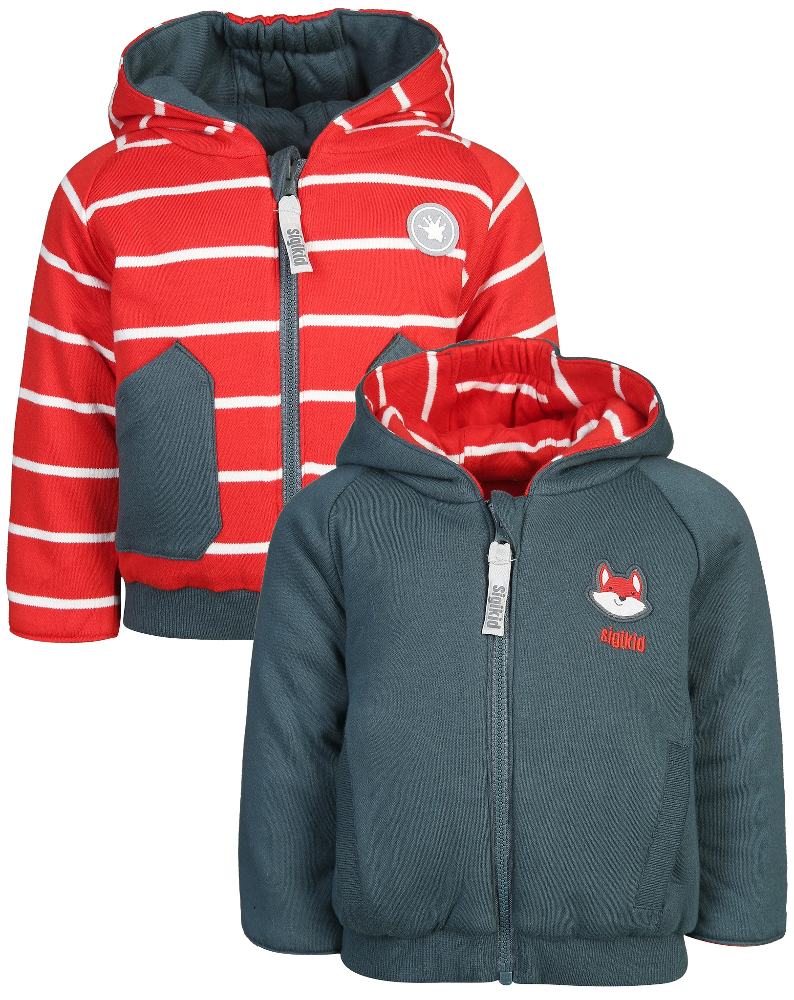 Wendejacke SPKids gestreift in  graublau/rot