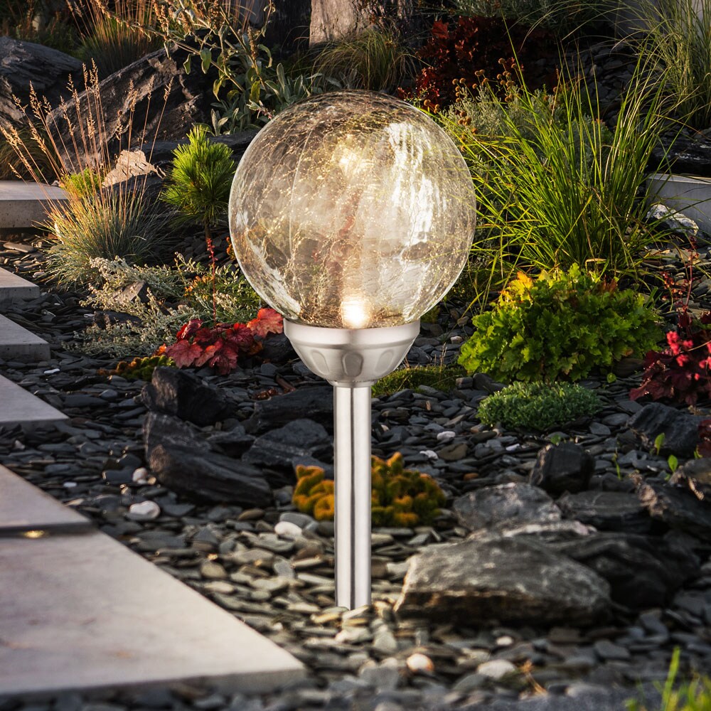 RGB LED Solarleuchte, Bruchglaskugel, Farbwechsel, H 43 cm