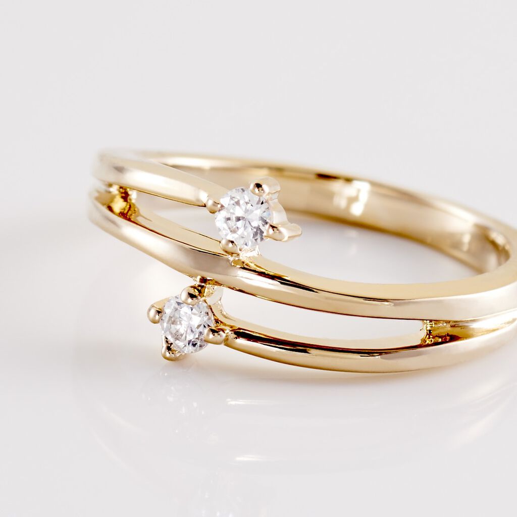 Bague Ana-lou Plaque Or Jaune Oxyde De Zirconium