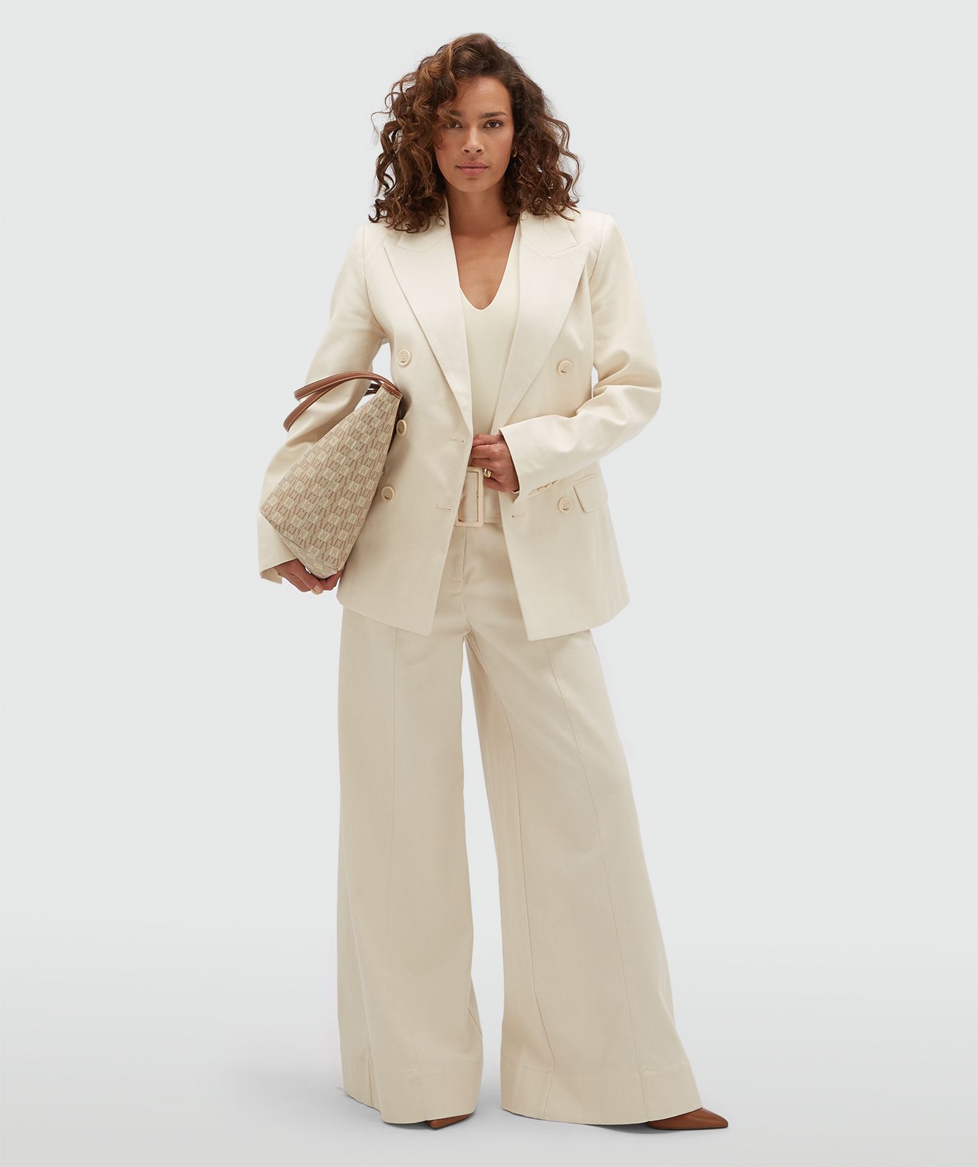 JV-YACIN fitted twill blazer  - ecru