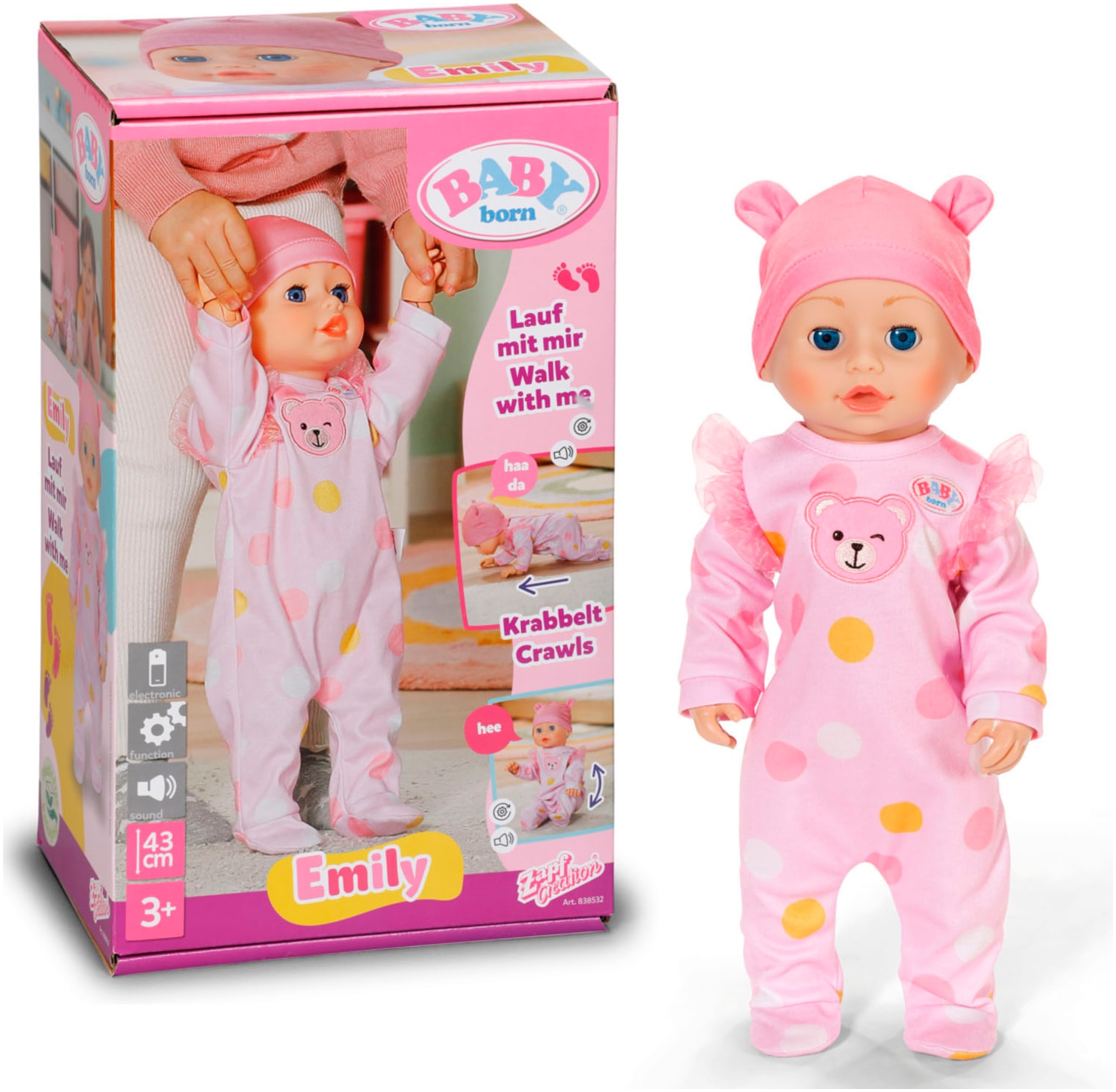 Baby Born Stehpuppe »Emily Lauf mit mir 43 cm«