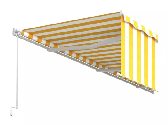 Auvent manuel rétractable avec store 6x3 m Jaune et blanc