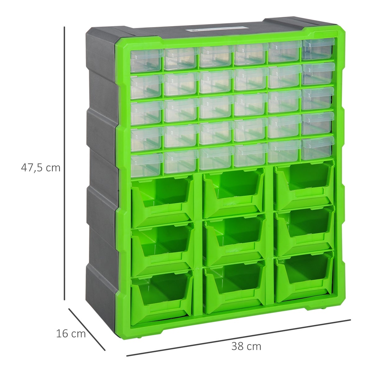 DURHAND sorteerdoos, L38 x B16 x H47,5 cm, PP, groen