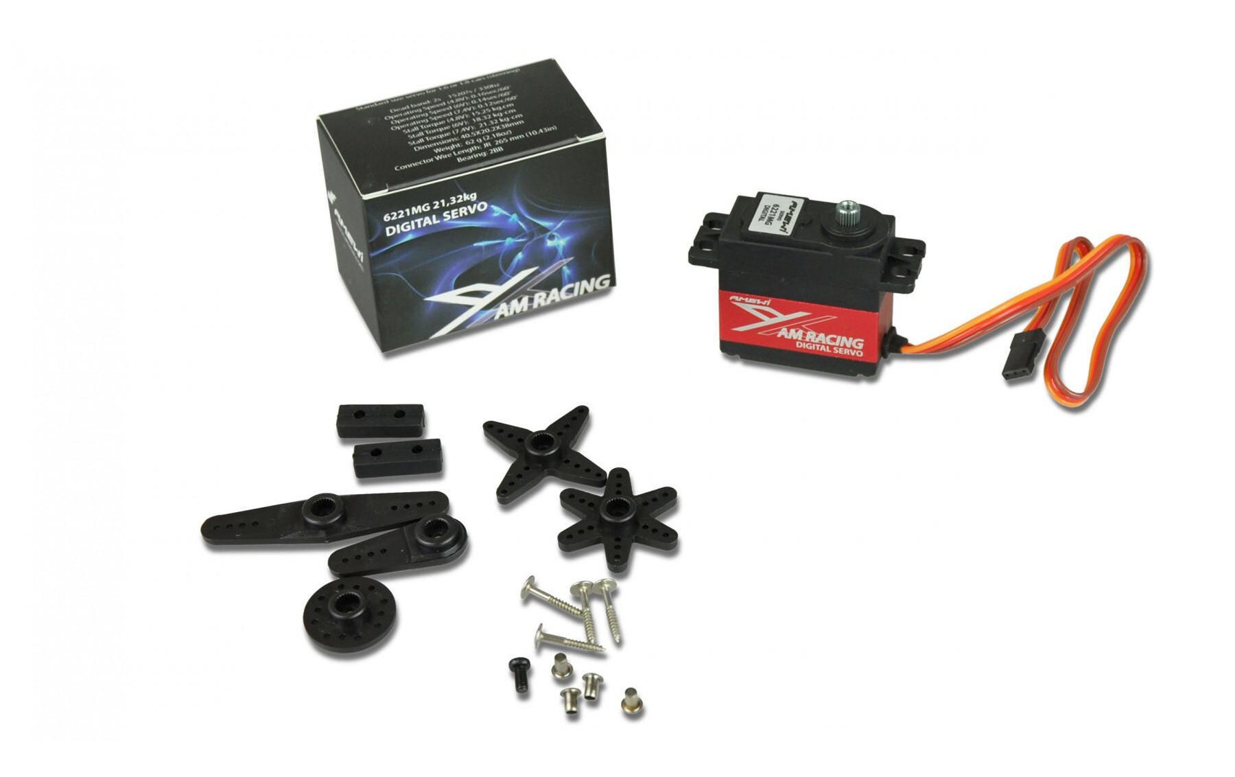 Standard Servo AMX 6221MG 20 kg, 0.16 s, DigitalStarkes Digital Standardservo mit kugelgelagertem Metallgetriebe