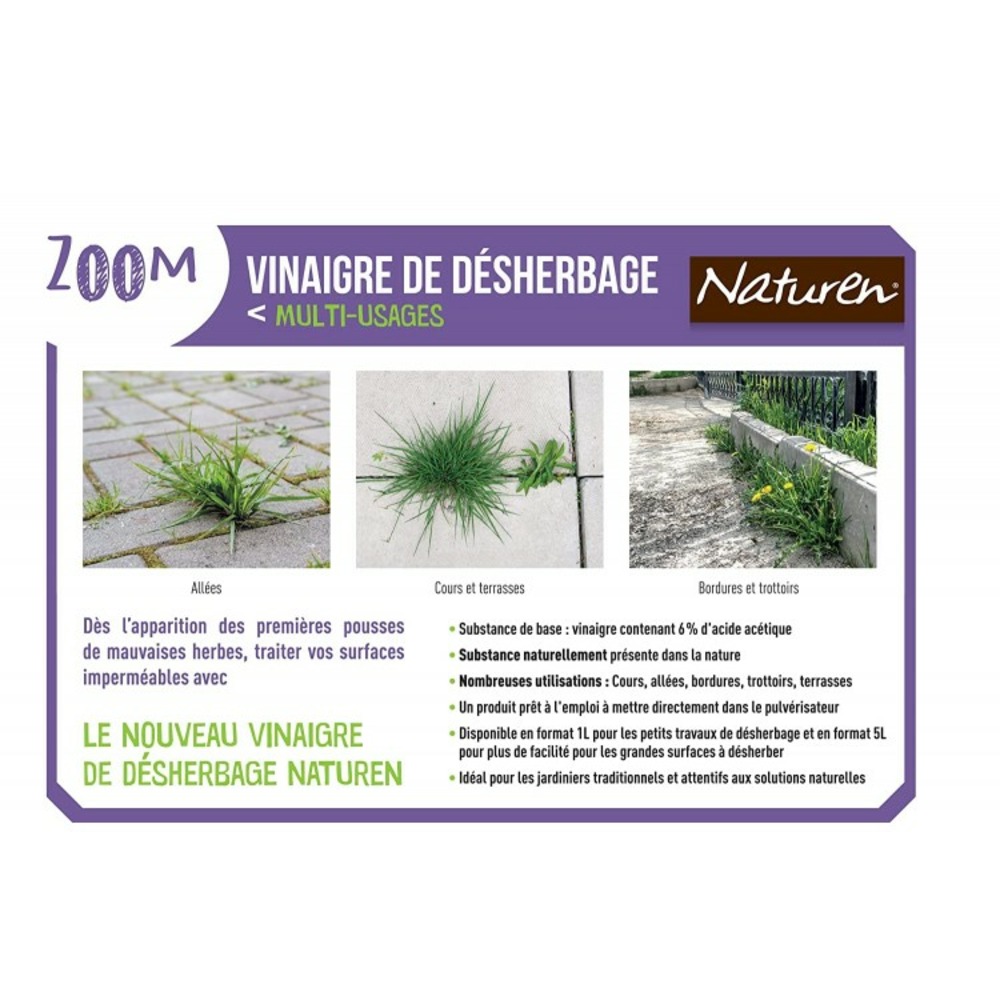 Naturen vinaigre de désherbage multi-usages 5l (nvin5)