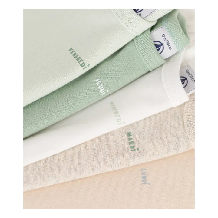 Petit Bateau Lot 5 Bodies Semaine | Sauge
