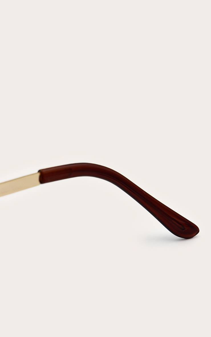 Doré Lunettes De Soleil Rondes Fines