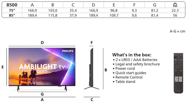 Philips 75” PUS8500 4K QLED Smart TV (2025)