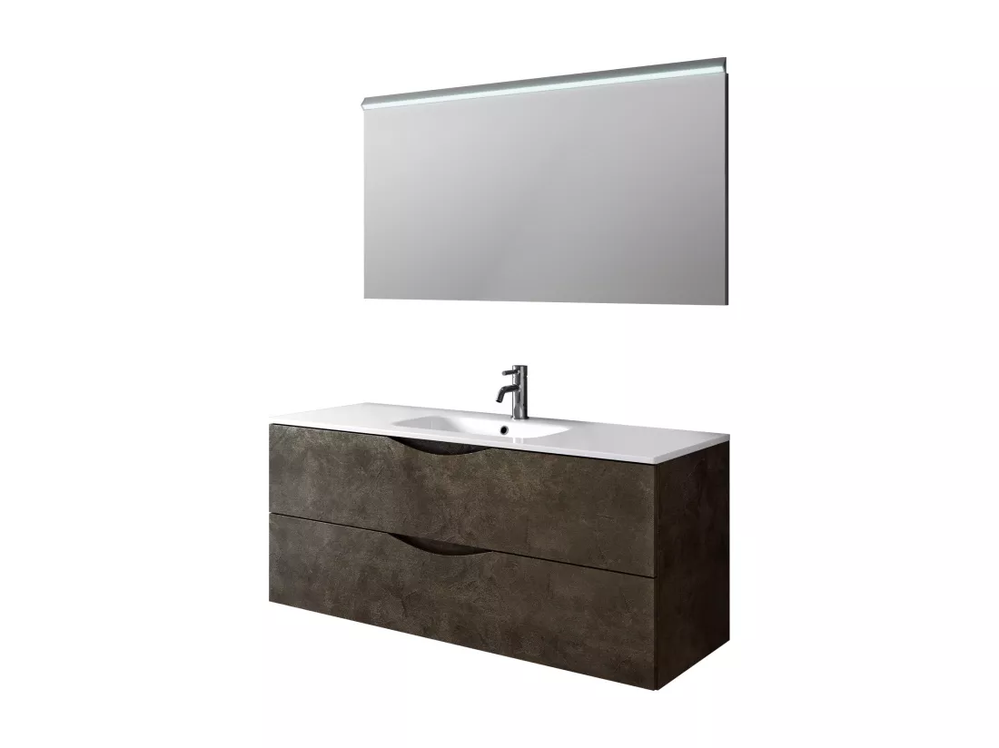 Ensemble de salle de bain 4 pièces PLUTONE marron pierre