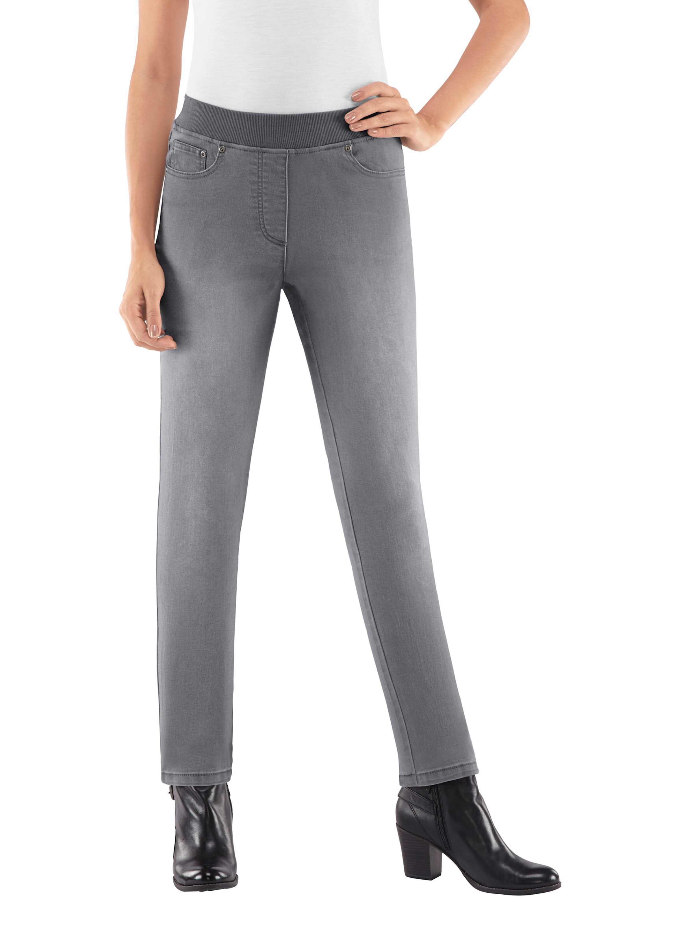 Schlupfjeans in grey-denim