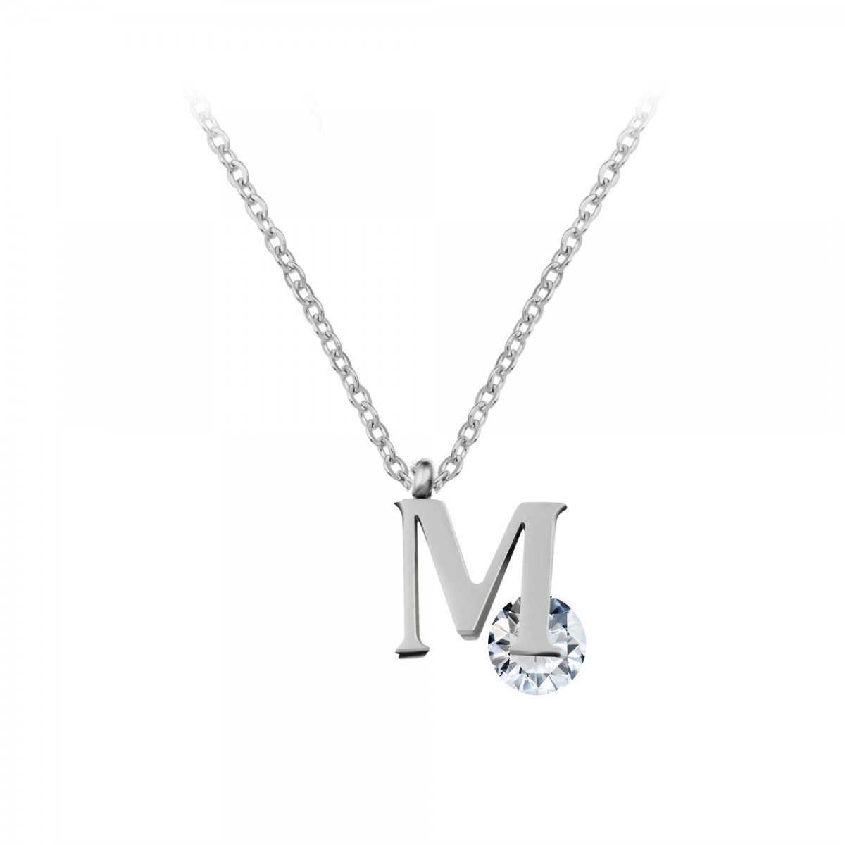 Collier alphabet lettre M SC Crystal orné de cristaux scintillants