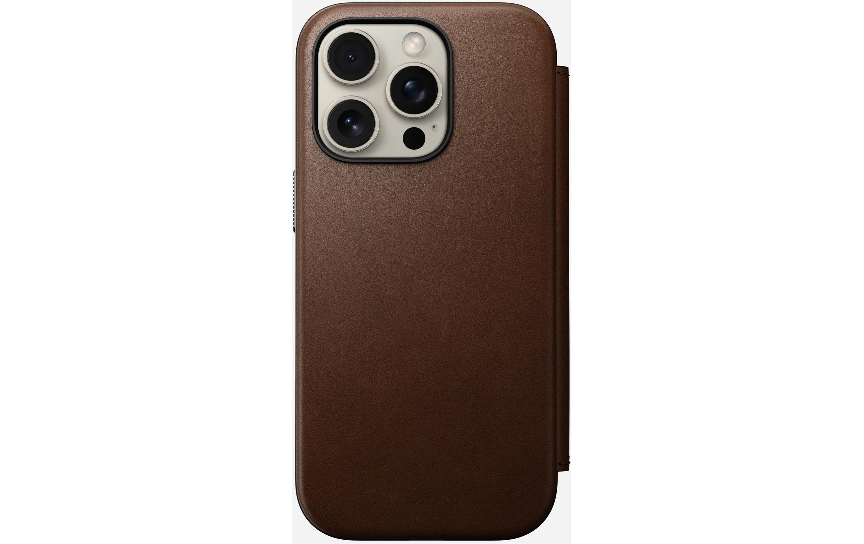 Book Cover Modern Leather iPhone 16 Pro BraunModernes Leder Folio für das Apple iPhone 16 Pro