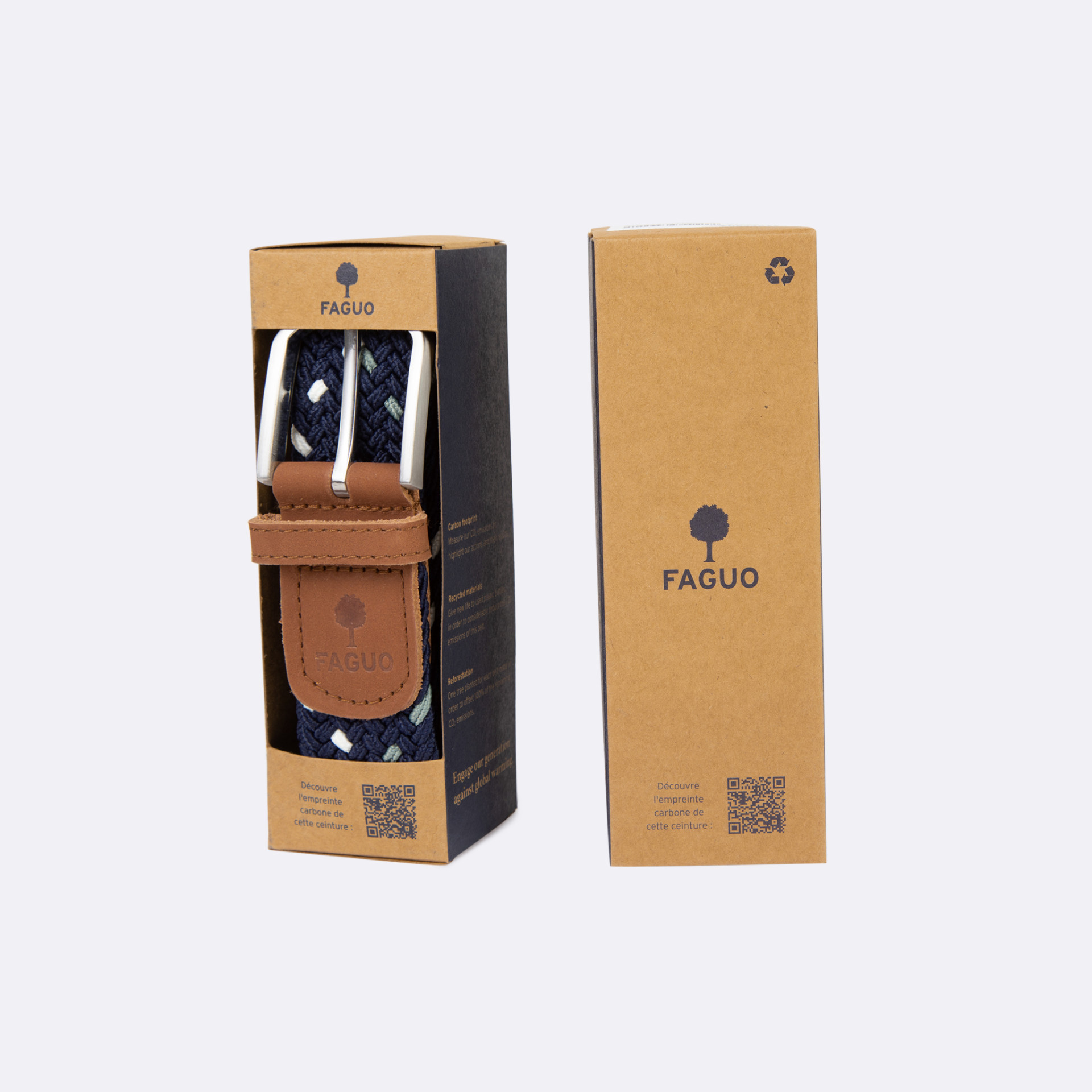 Ceinture bleu marine, verte & écrue bleu marine & écru - modèle Belt