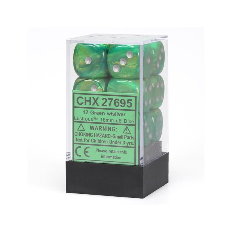 Pack de 12 dés D6 * lustrous * VERT