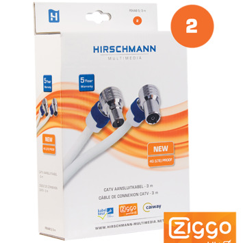 Hirschmann aansluitsnoer 3 meter wit 5/300