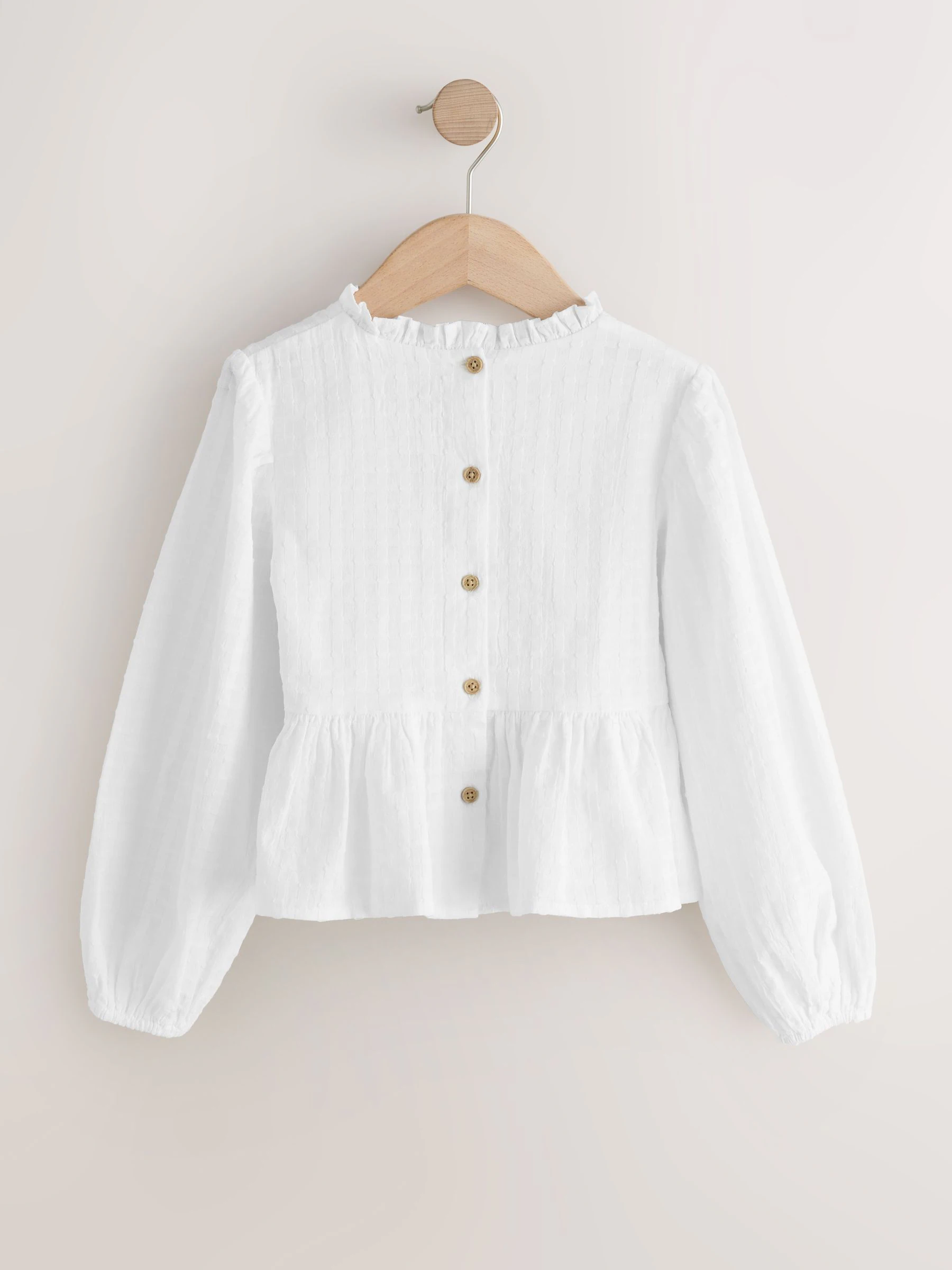 Ecru - Long Sleeve Ruffle Blouse (3-16yrs)