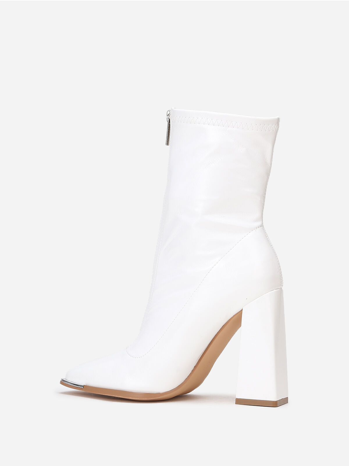 Bottines rétros vernies à zip- Blanc