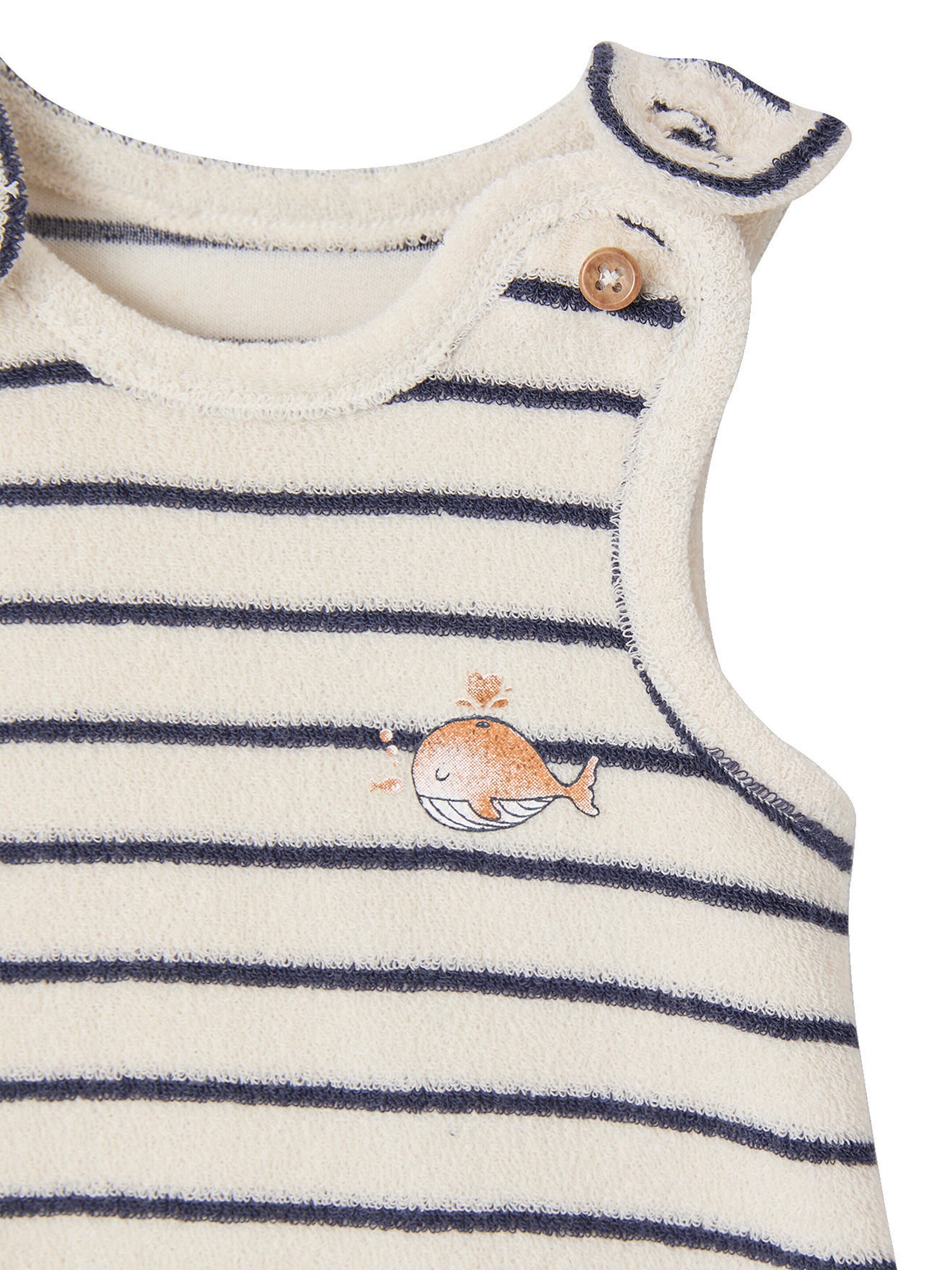 Vertbaudet Ärmelloser Baby Overall für Neugeborene, Frottee wollweiß