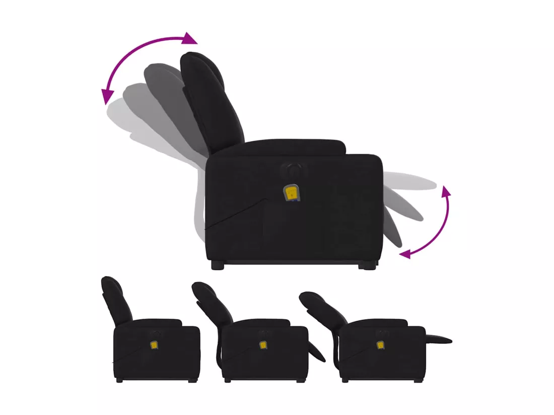 Fauteuil inclinable massant électrique Noir Tissu