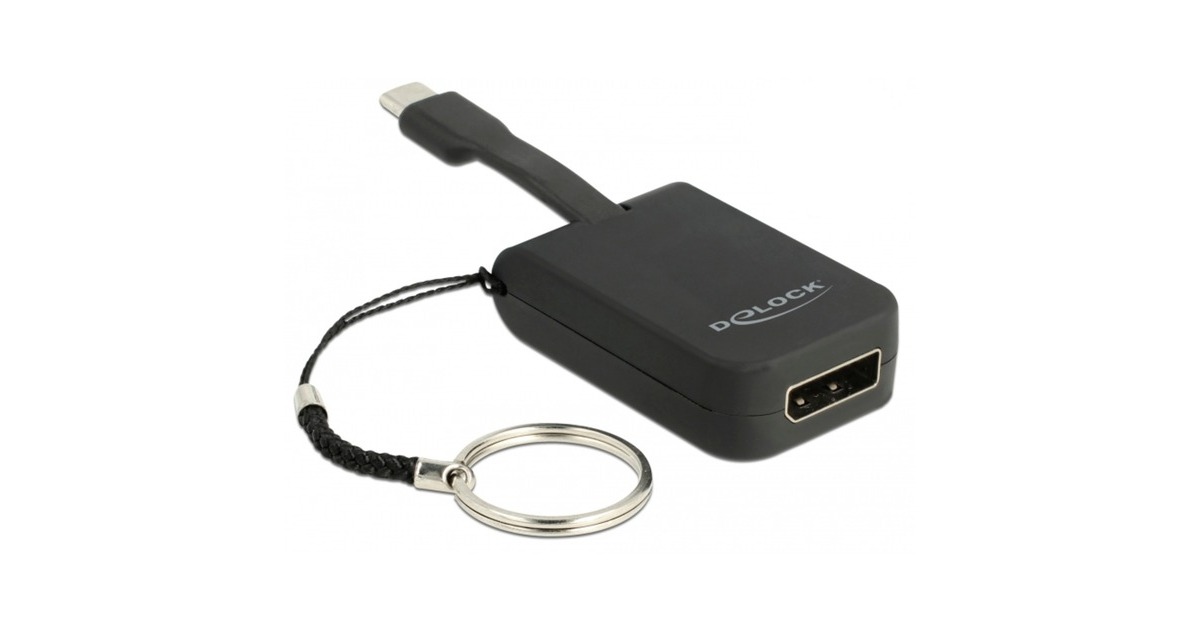 DeLOCKUSB-C > DisplayPort adapter sleutelhanger  (Zwart, 4K 60Hz)