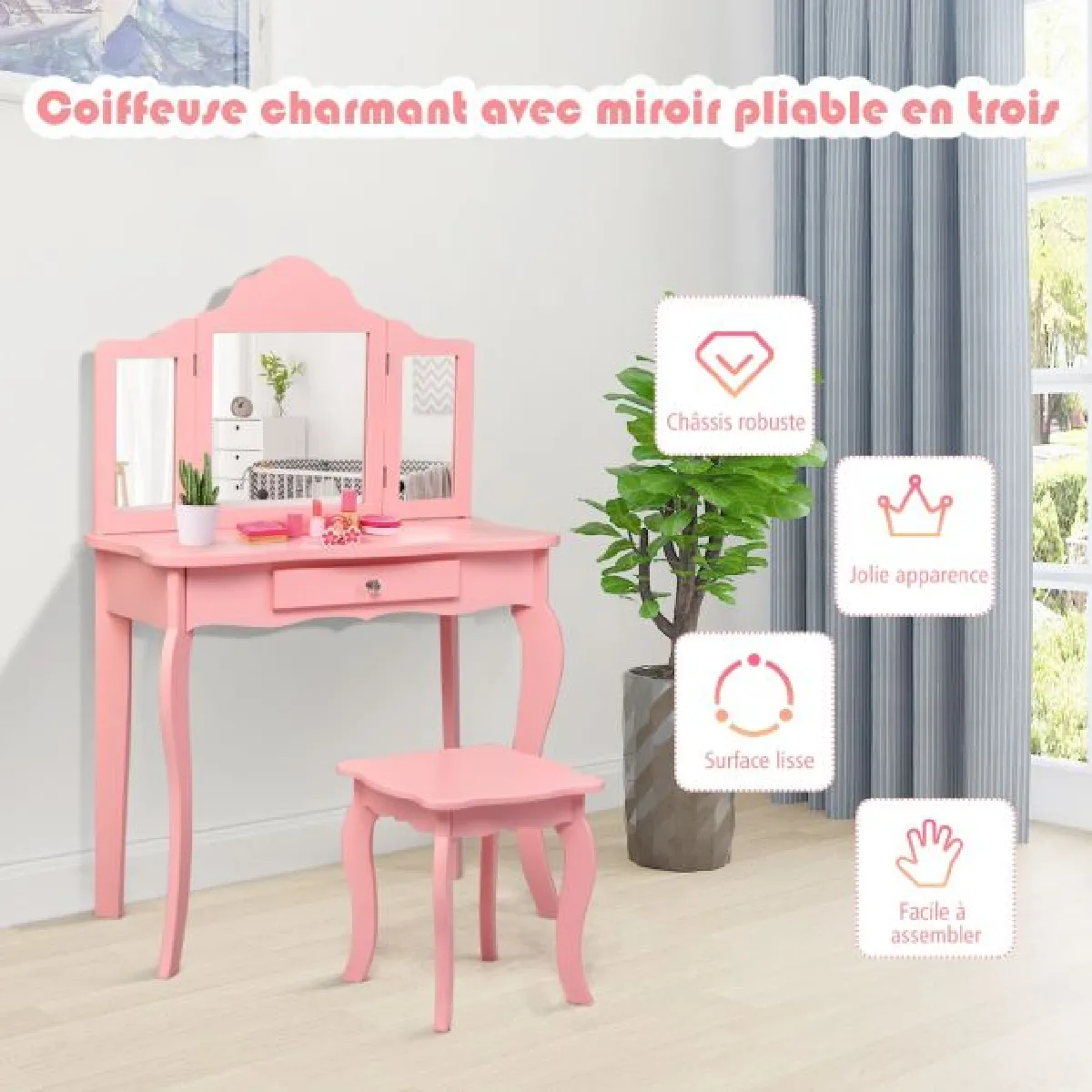 Coiffeuse helloshop26 - Rose