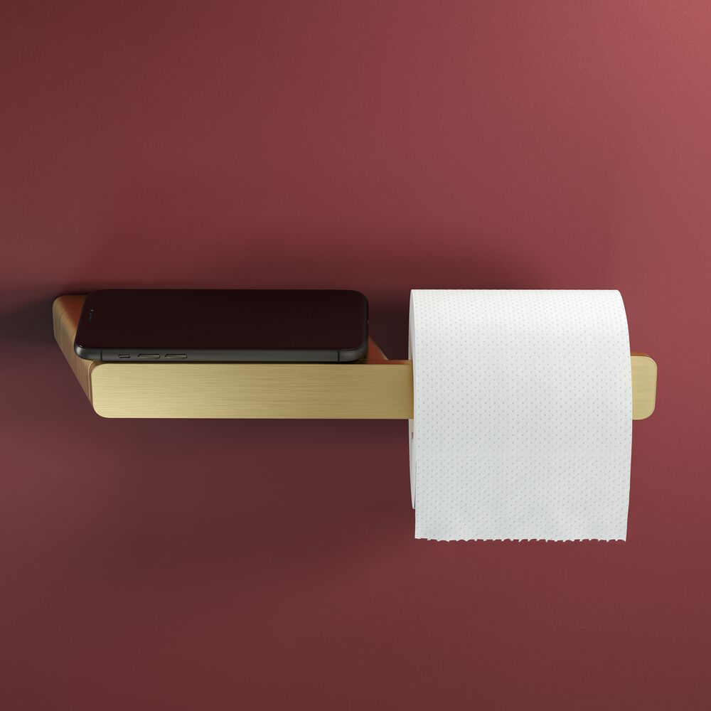 Geesa Shift toiletrolhouder zonder klep met planchet goud geborsteld